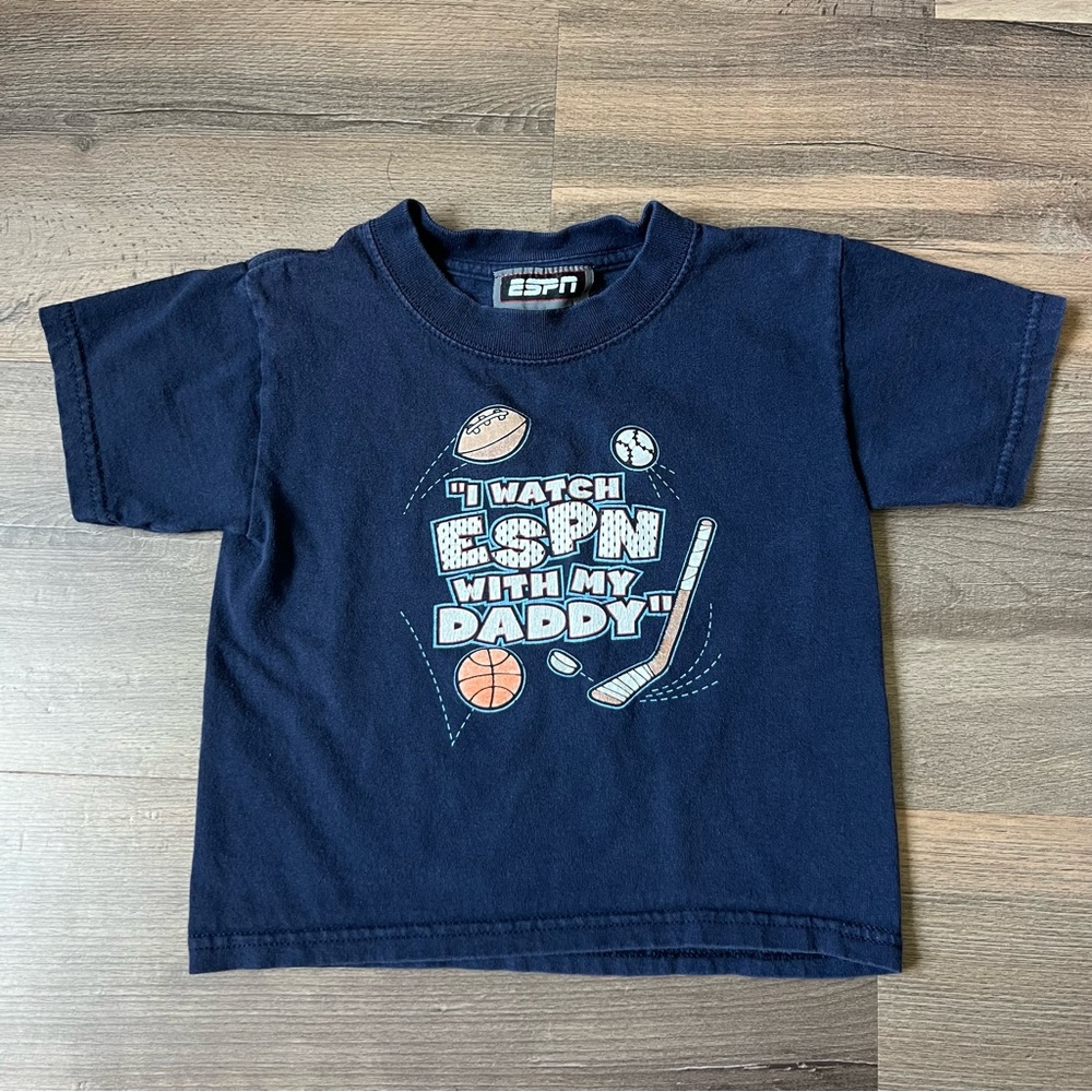 Vintage ESPN Toddler Crewneck Sports Graphic Tee - Blue - Size 3T